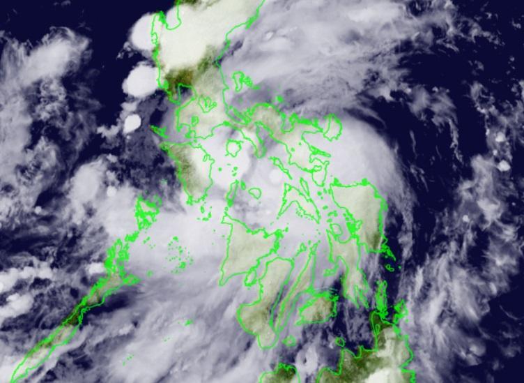 Hình ảnh vệ tinh của bão Conson quần thảo trên đất liền miền Trung Philippines chiều 7/9. Ảnh: NICT.
