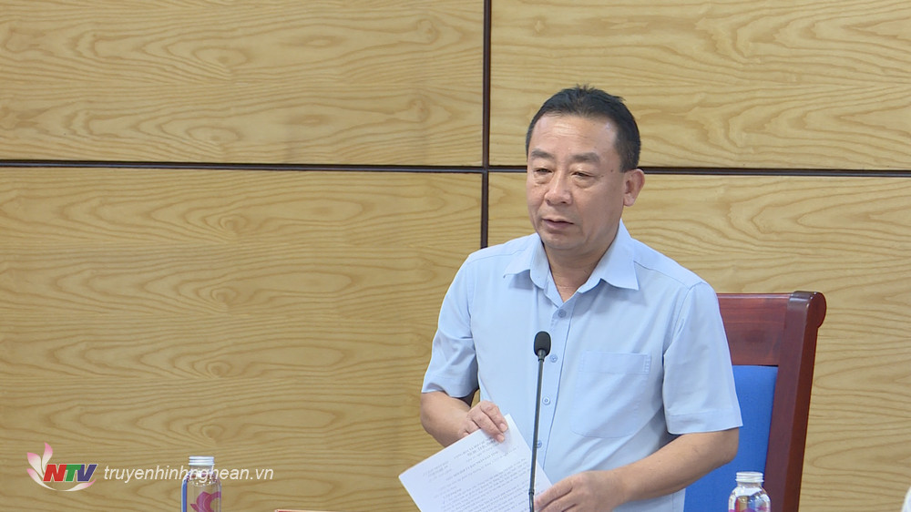 Đồng chí Nguyễn Văn Đệ - Phó Chủ tịch UBND tỉnh phát biểu tại phiên họp. 