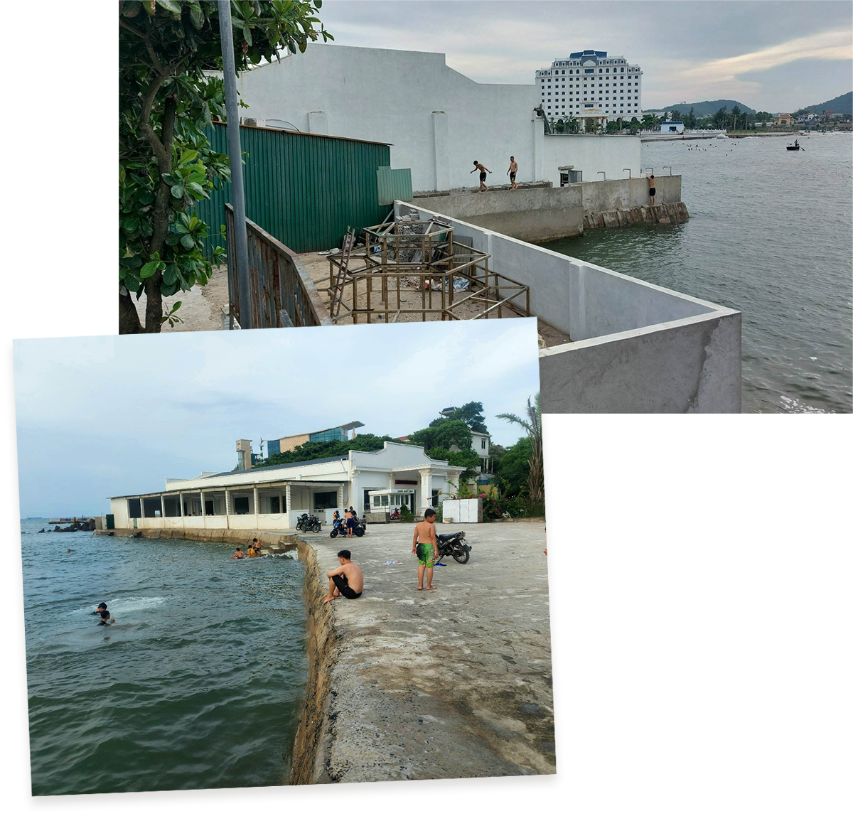 Nhà hàng và bờ kè xây dựng không đúng quy hoạch, lấn biển ở Dự án Quần thể du lịch Lan Châu - Song Ngư.