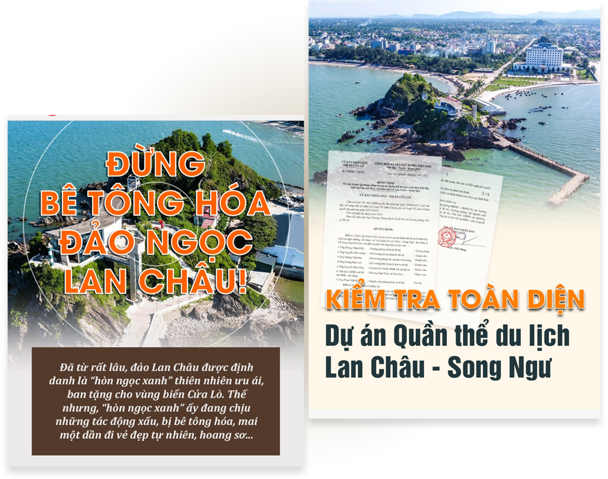 Bìa một số bài viết về dự án Lan Châu - Song Ngư trên Báo Nghệ An điện tử.